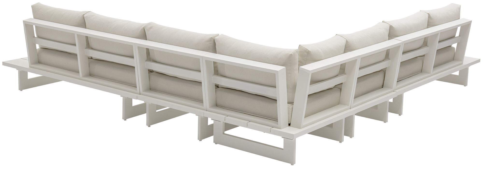 Maldives 129.5" 5-Piece Outdoor Patio Waterproof Fabric Modular Sectional with White Aluminum Frame