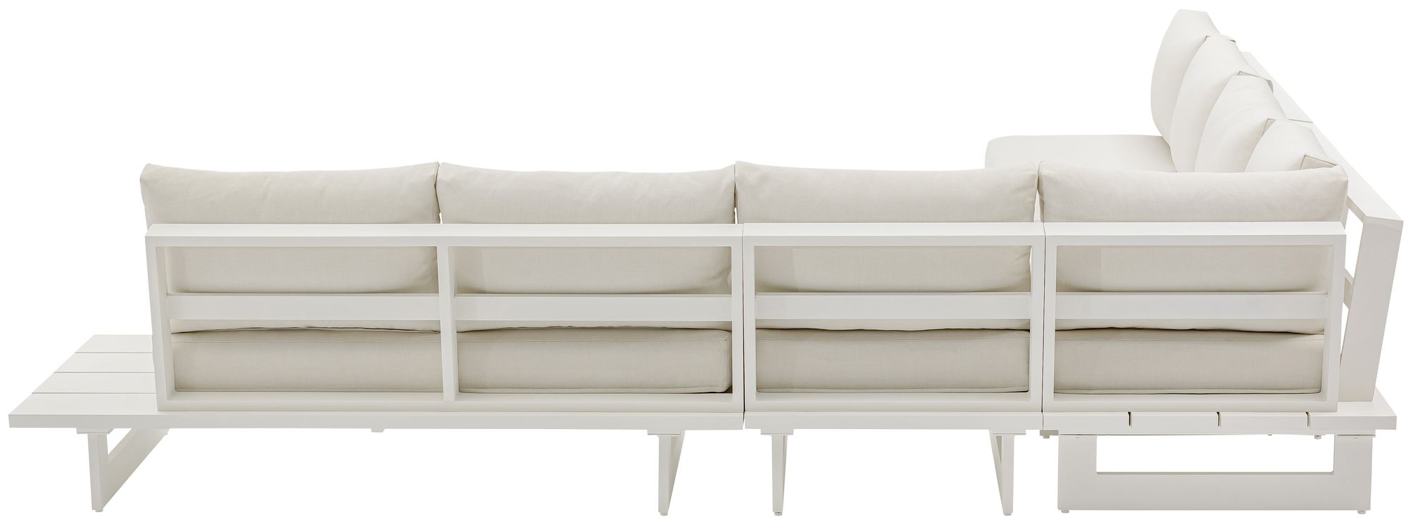 Maldives 129.5" 5-Piece Outdoor Patio Waterproof Fabric Modular Sectional with White Aluminum Frame