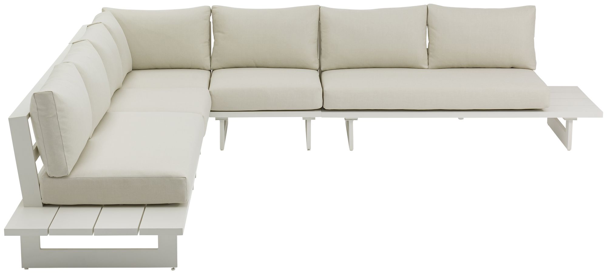 Maldives 129.5" 5-Piece Outdoor Patio Waterproof Fabric Modular Sectional with White Aluminum Frame