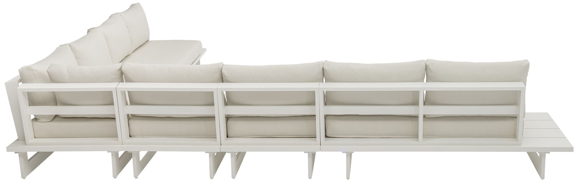 Maldives 157" x 129.5" 6-Piece Outdoor Patio Waterproof Fabric Modular Sectional with Aluminum Frame