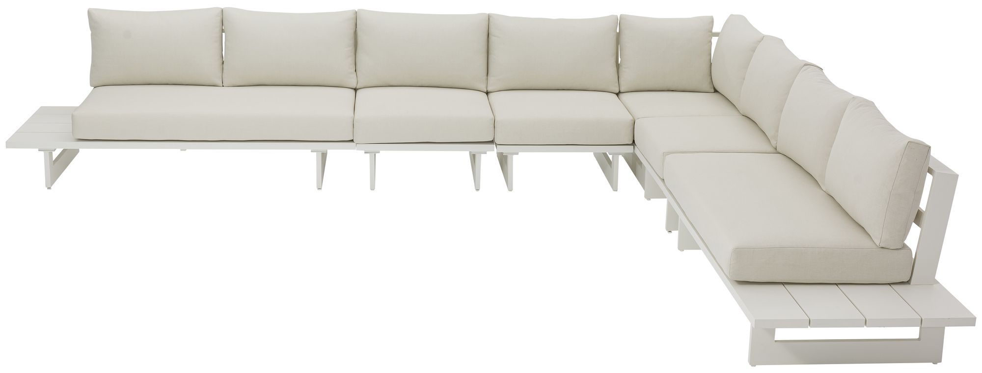 Maldives 157" x 129.5" 6-Piece Outdoor Patio Waterproof Fabric Modular Sectional with White Aluminum Frame