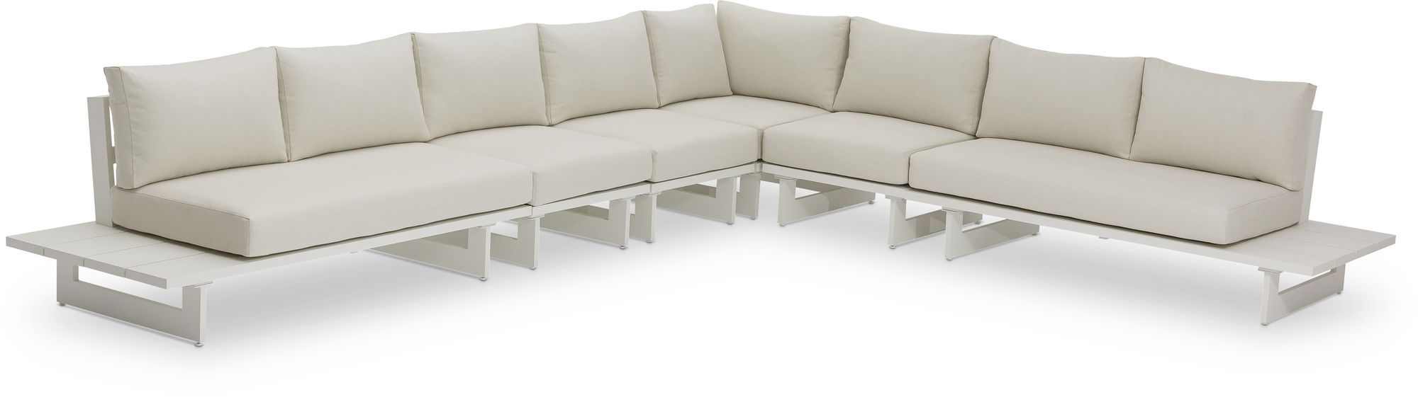 Maldives 157" x 129.5" 6-Piece Outdoor Patio Waterproof Fabric Modular Sectional with Aluminum Frame
