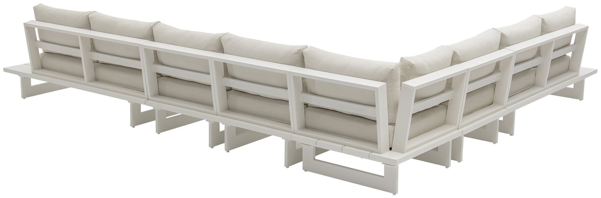 Maldives 129.5" x 157" 6-Piece Outdoor Patio Waterproof Fabric Modular Sectional with White Aluminum Frame