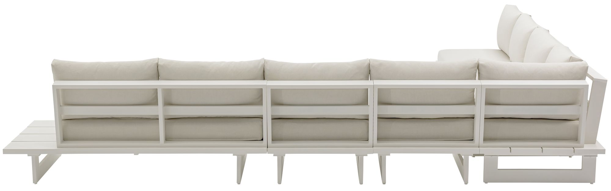 Maldives 129.5" x 157" 6-Piece Outdoor Patio Waterproof Fabric Modular Sectional with White Aluminum Frame