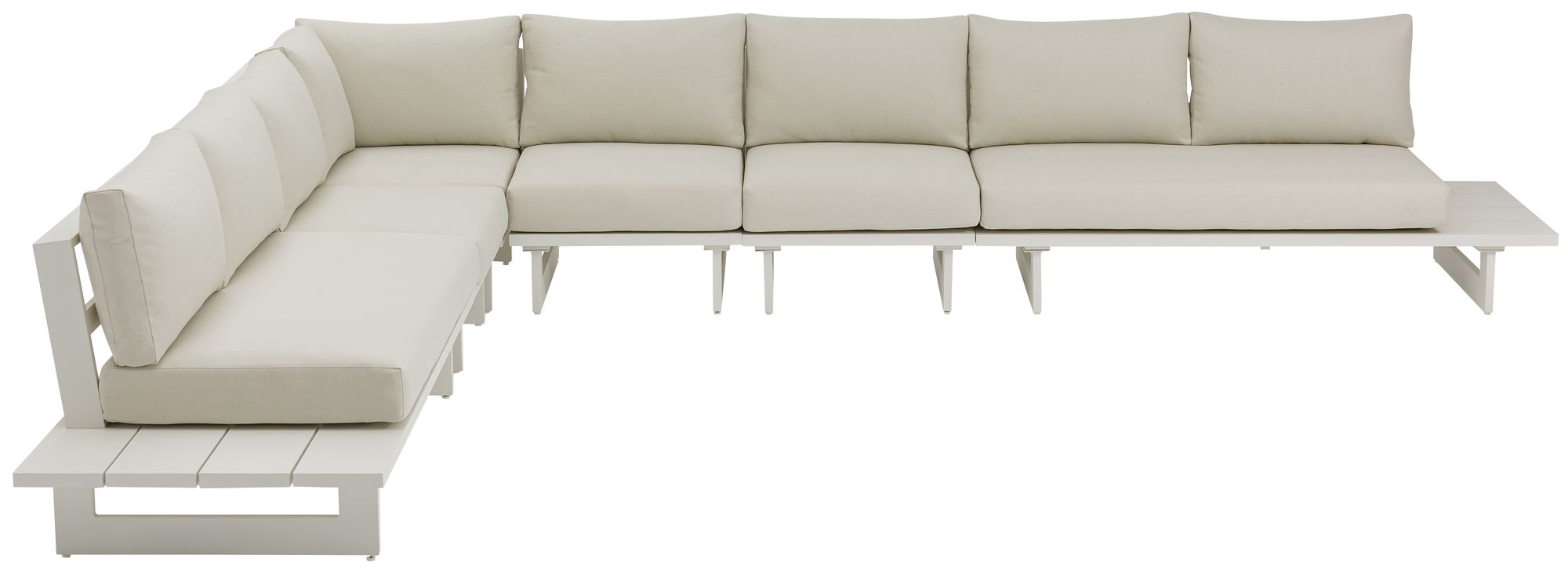 Maldives 129.5" x 157" 6-Piece Outdoor Patio Waterproof Fabric Modular Sectional with Aluminum Frame