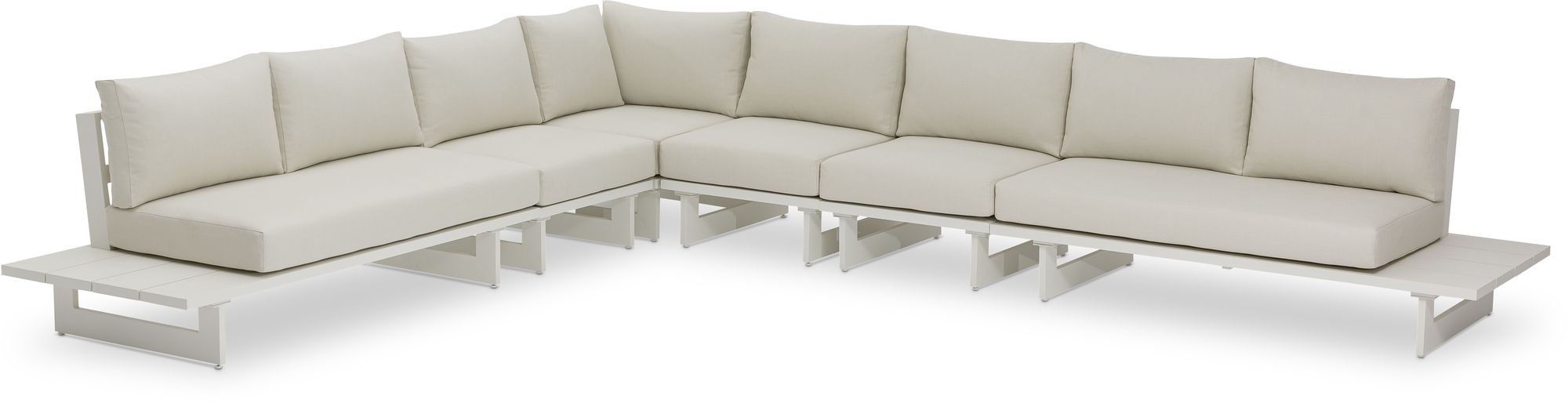 Maldives 129.5" x 157" 6-Piece Outdoor Patio Waterproof Fabric Modular Sectional with Aluminum Frame