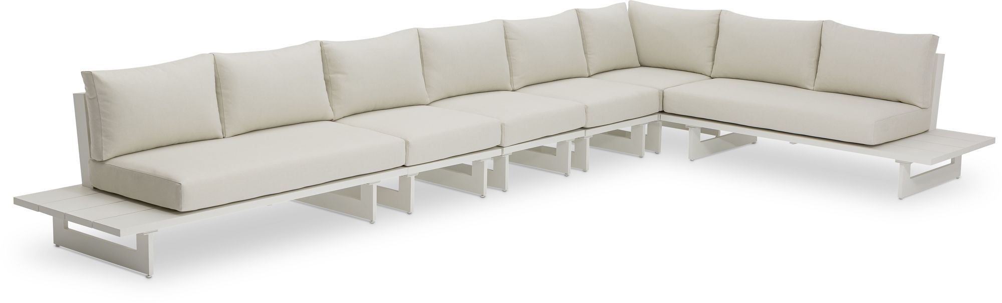 Maldives 102" x 184.5" 6-Piece Outdoor Patio Waterproof Fabric Modular Sectional with Aluminum Frame