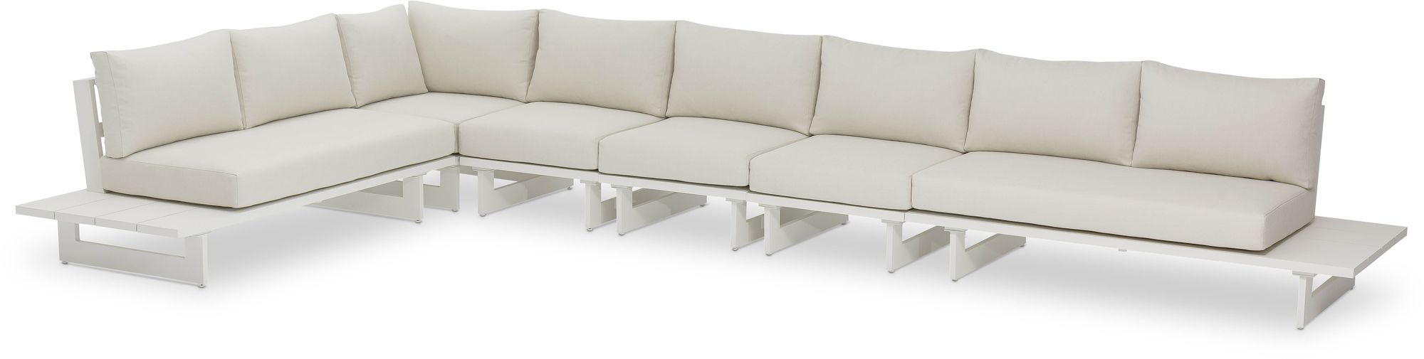 Maldives 184.5" x 102" 6-Piece Outdoor Patio Waterproof Fabric Modular Sectional with Aluminum Frame