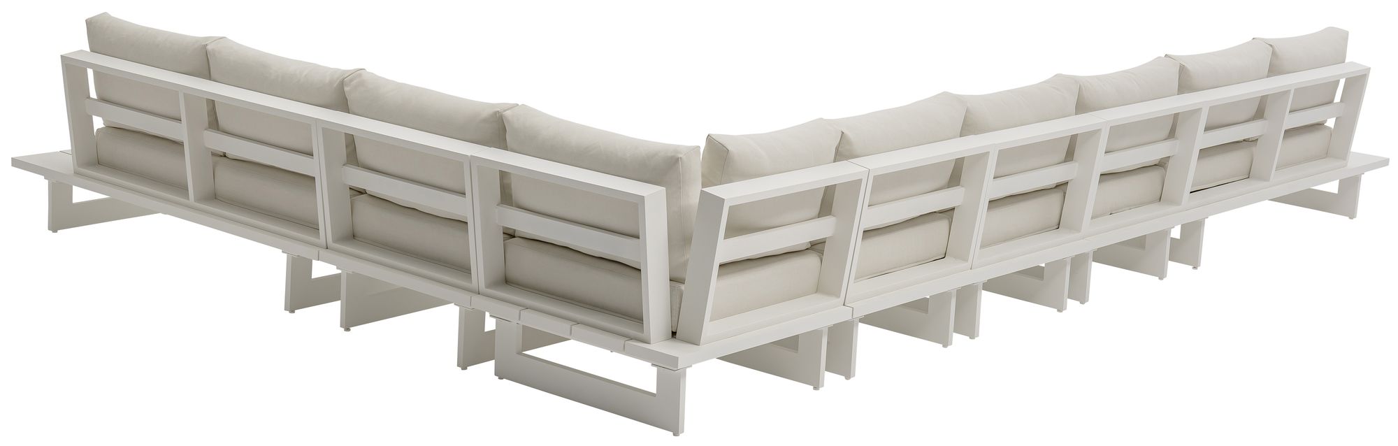 Maldives 129.5" x 184.5" 7-Piece Outdoor Patio Waterproof Fabric Modular Sectional with Aluminum Frame