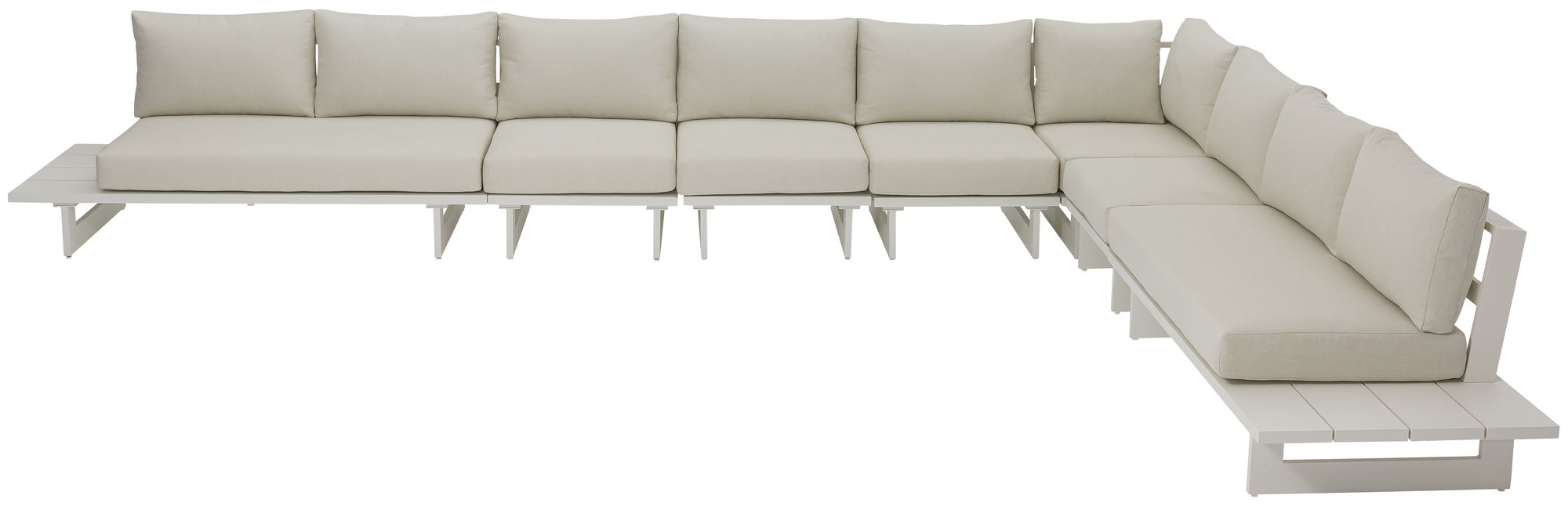 Maldives 129.5" x 184.5" 7-Piece Outdoor Patio Waterproof Fabric Modular Sectional with Aluminum Frame