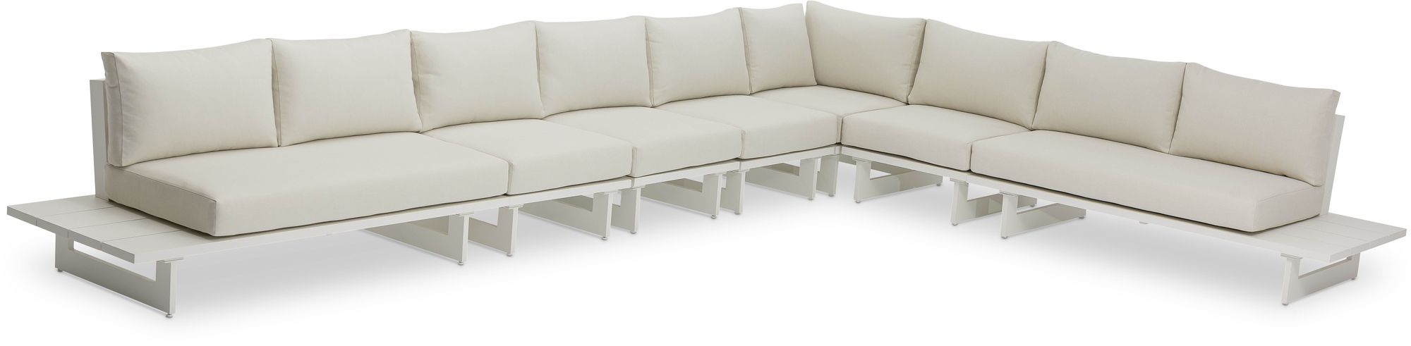 Maldives 129.5" x 184.5" 7-Piece Outdoor Patio Waterproof Fabric Modular Sectional with Aluminum Frame