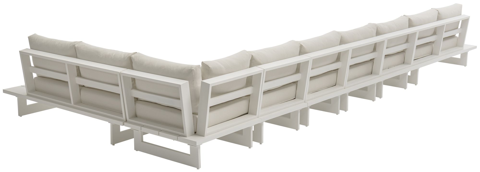 Maldives 212" x 102" 7-Piece Outdoor Patio Waterproof Fabric Modular Sectional with White Aluminum Frame, Composition 1