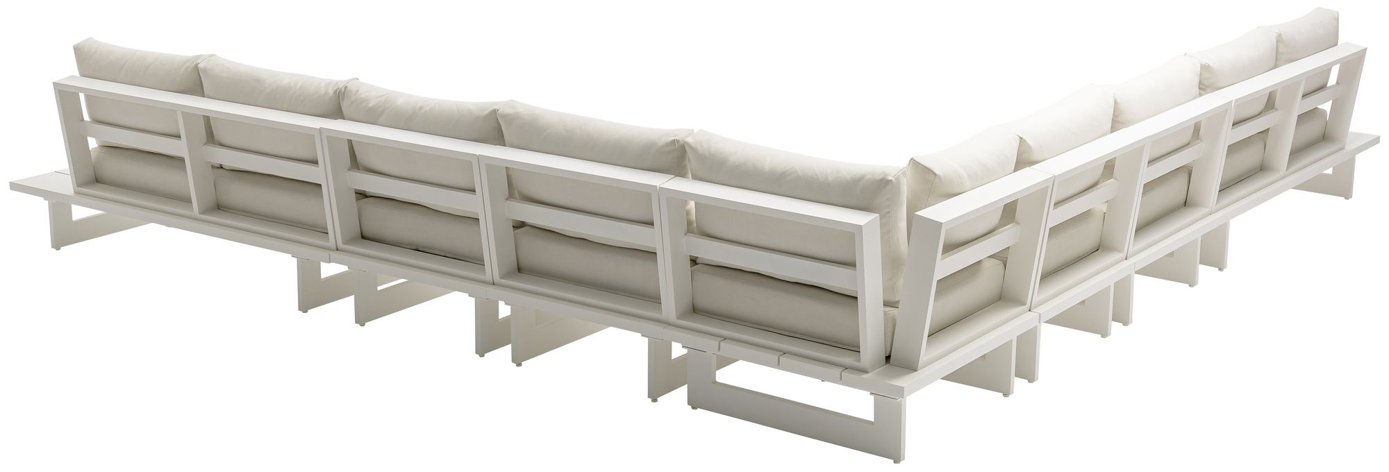 Maldives 157" 7-Piece Outdoor Patio Waterproof Fabric Modular Sectional with White Aluminum Frame