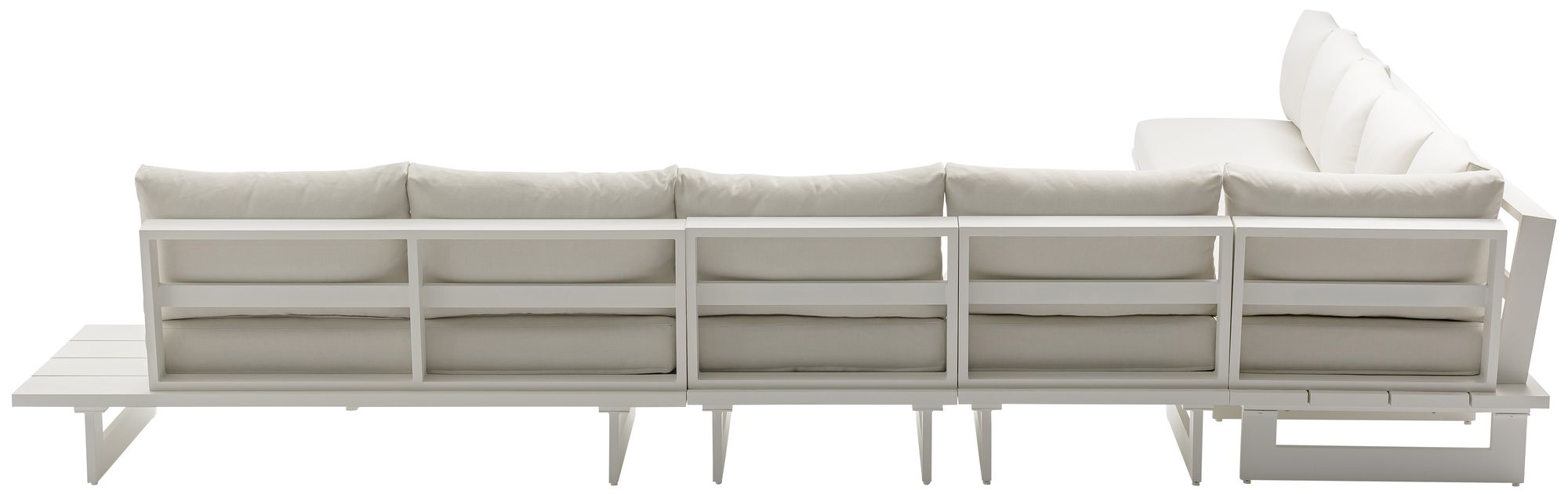 Maldives 157" 7-Piece Outdoor Patio Waterproof Fabric Modular Sectional with White Aluminum Frame