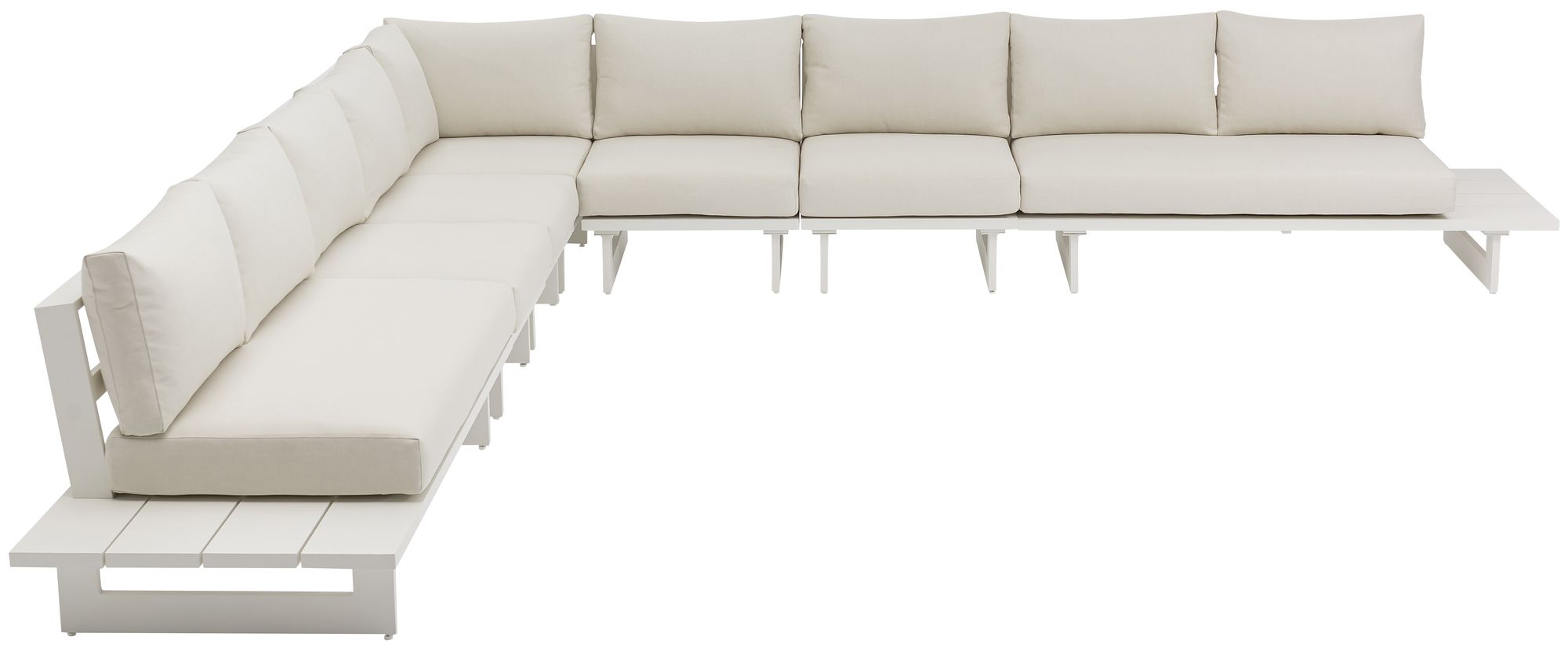 Maldives 157" 7-Piece Outdoor Patio Waterproof Fabric Modular Sectional with White Aluminum Frame