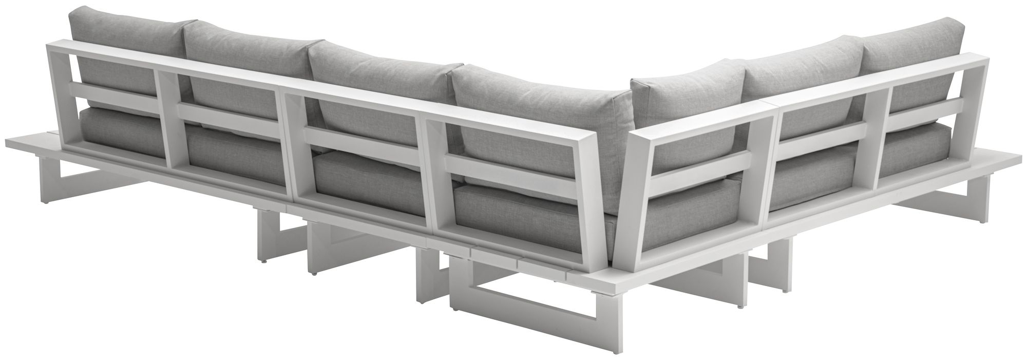 Maldives 129.5" x 102" 4-Piece Outdoor Patio Waterproof Fabric Modular Sectional with White Aluminum Frame