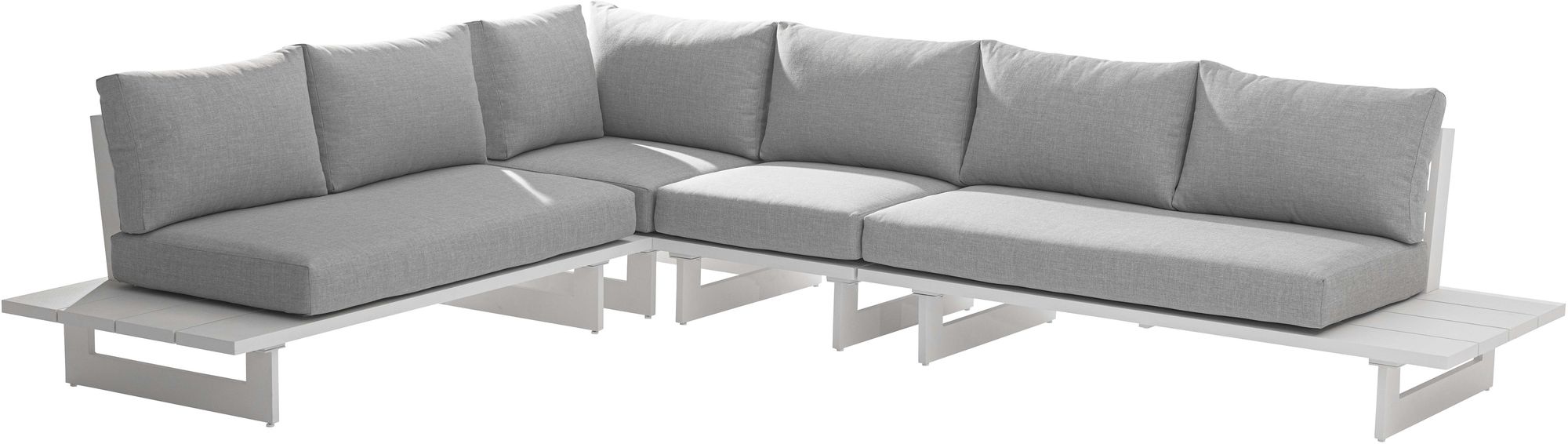Maldives 129.5" x 102" 4-Piece Outdoor Patio Waterproof Fabric Modular Sectional with Aluminum Frame