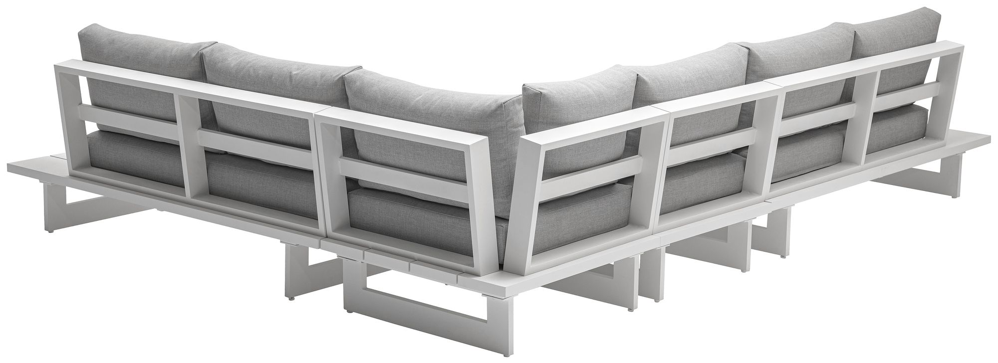 Maldives 102" x 129.5" 4-Piece Outdoor Patio Waterproof Fabric Modular Sectional with White Aluminum Frame
