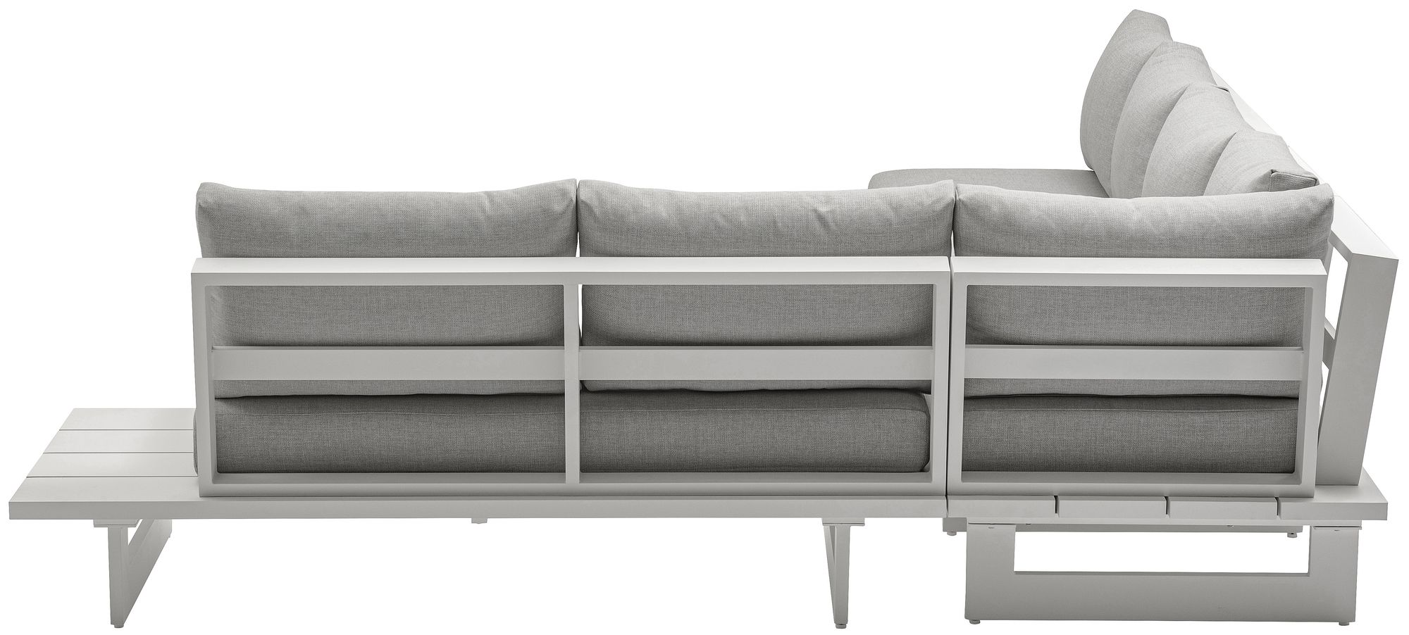 Maldives 102" x 129.5" 4-Piece Outdoor Patio Waterproof Fabric Modular Sectional with White Aluminum Frame