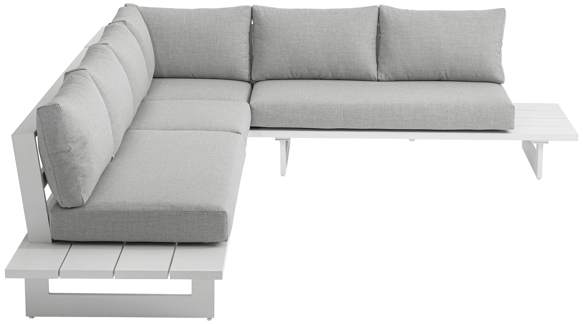 Maldives 102" x 129.5" 4-Piece Outdoor Patio Waterproof Fabric Modular Sectional with White Aluminum Frame