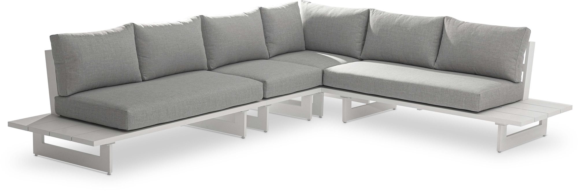 Maldives 102" x 129.5" 4-Piece Outdoor Patio Waterproof Fabric Modular Sectional with Aluminum Frame