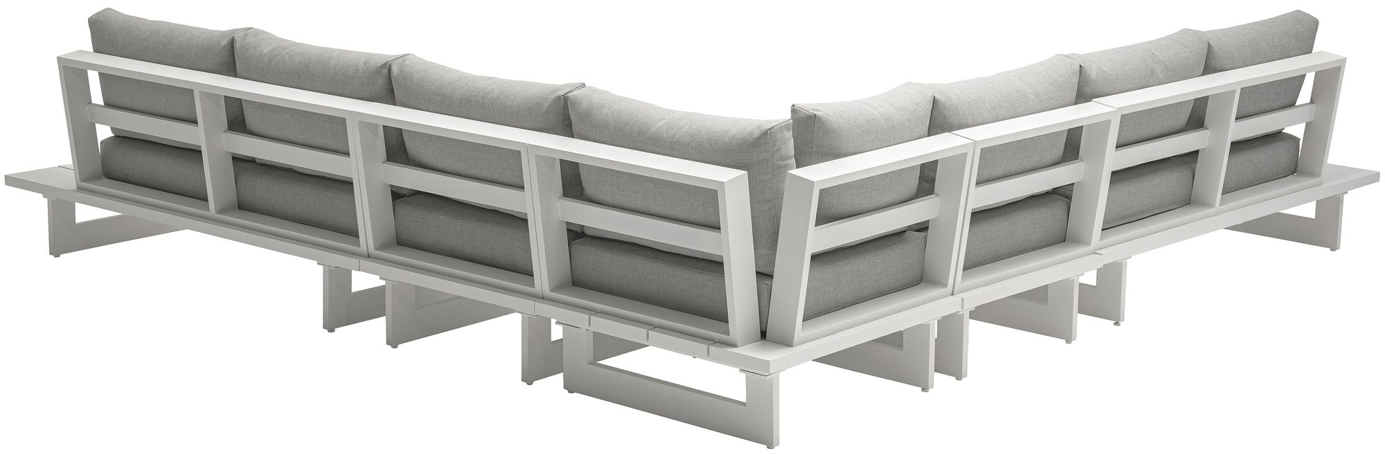Maldives 129.5" 5-Piece Outdoor Patio Waterproof Fabric Modular Sectional with White Aluminum Frame