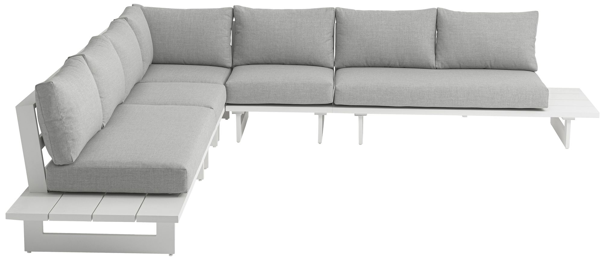 Maldives 129.5" 5-Piece Outdoor Patio Waterproof Fabric Modular Sectional with White Aluminum Frame