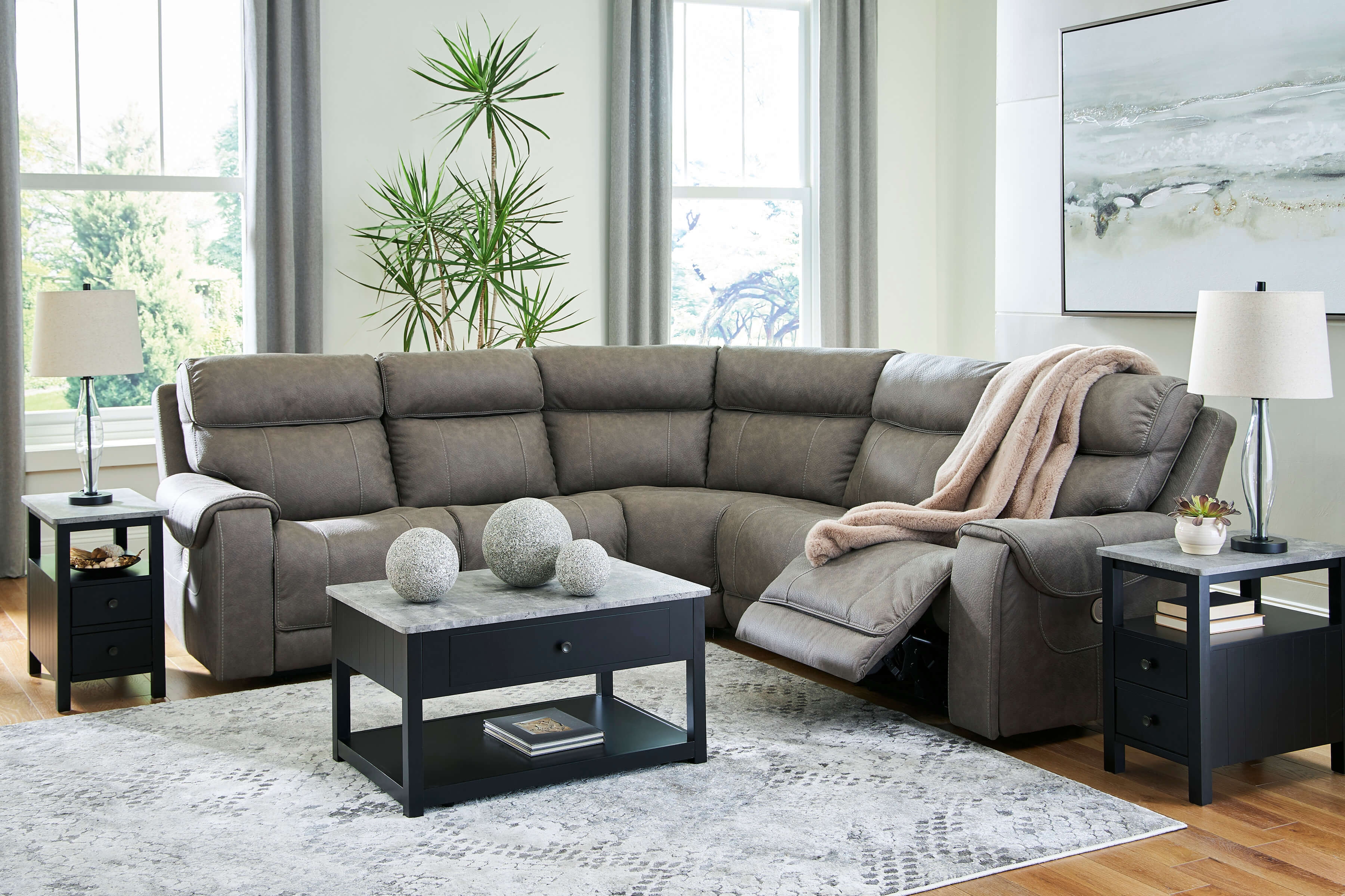 Starbot 5-Piece Polyester Power Reclining Sectional Sofa