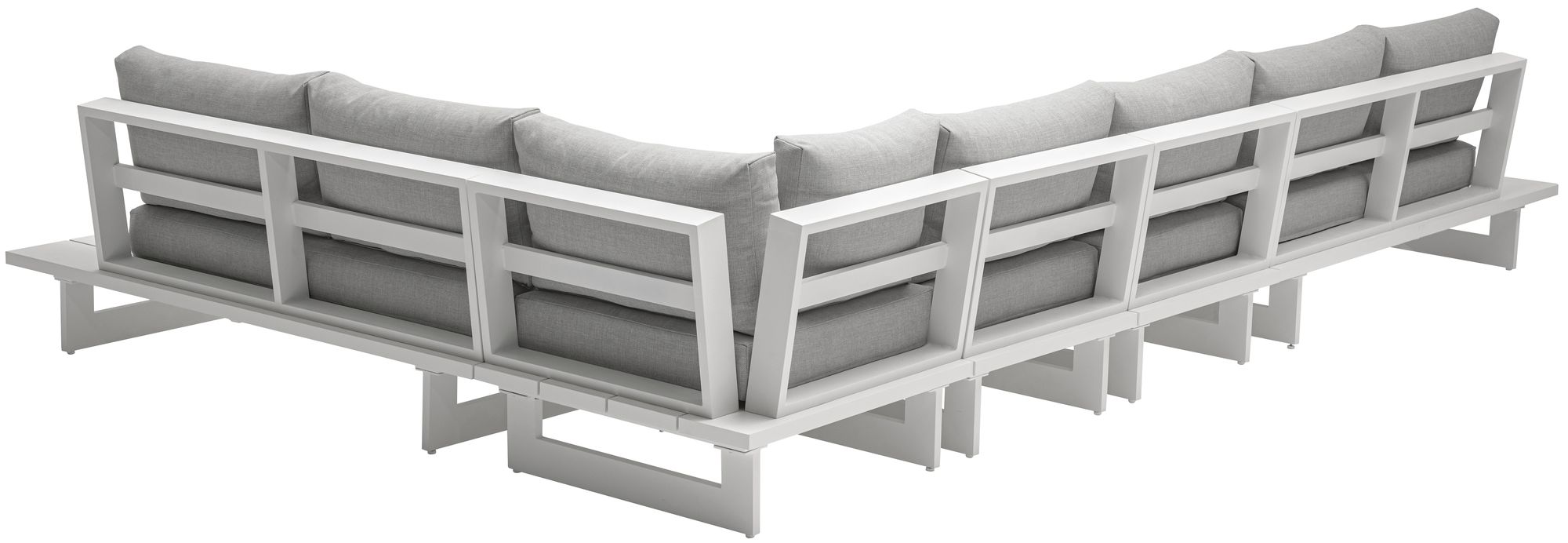 Maldives 157" x 102" 5-Piece Outdoor Patio Waterproof Fabric Modular Sectional with White Aluminum Frame