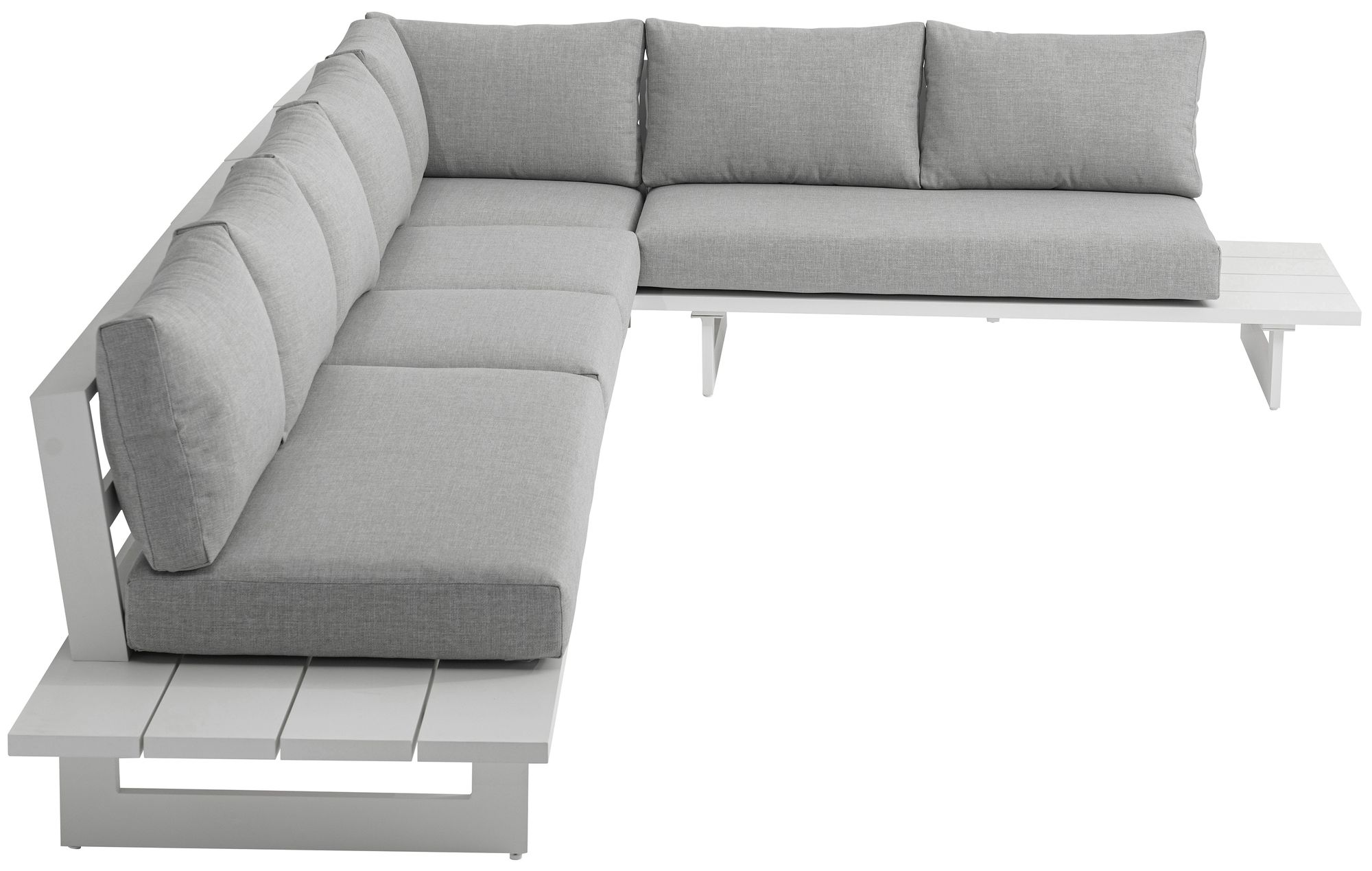 Maldives 157" x 102" 5-Piece Outdoor Patio Waterproof Fabric Modular Sectional with White Aluminum Frame