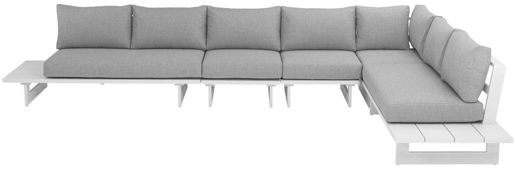 Maldives 157" x 102" 5-Piece Outdoor Patio Waterproof Fabric Modular Sectional with White Aluminum Frame