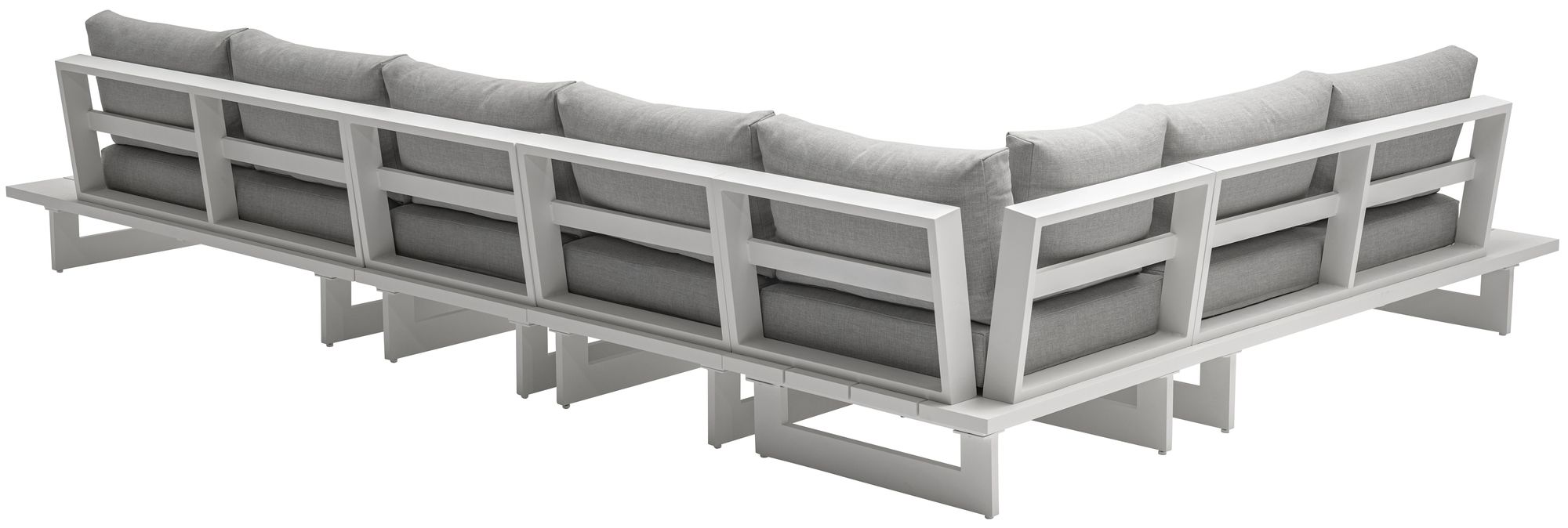 Maldives 102" x 157" 5-Piece Outdoor Patio Waterproof Fabric Modular Sectional with White Aluminum Frame