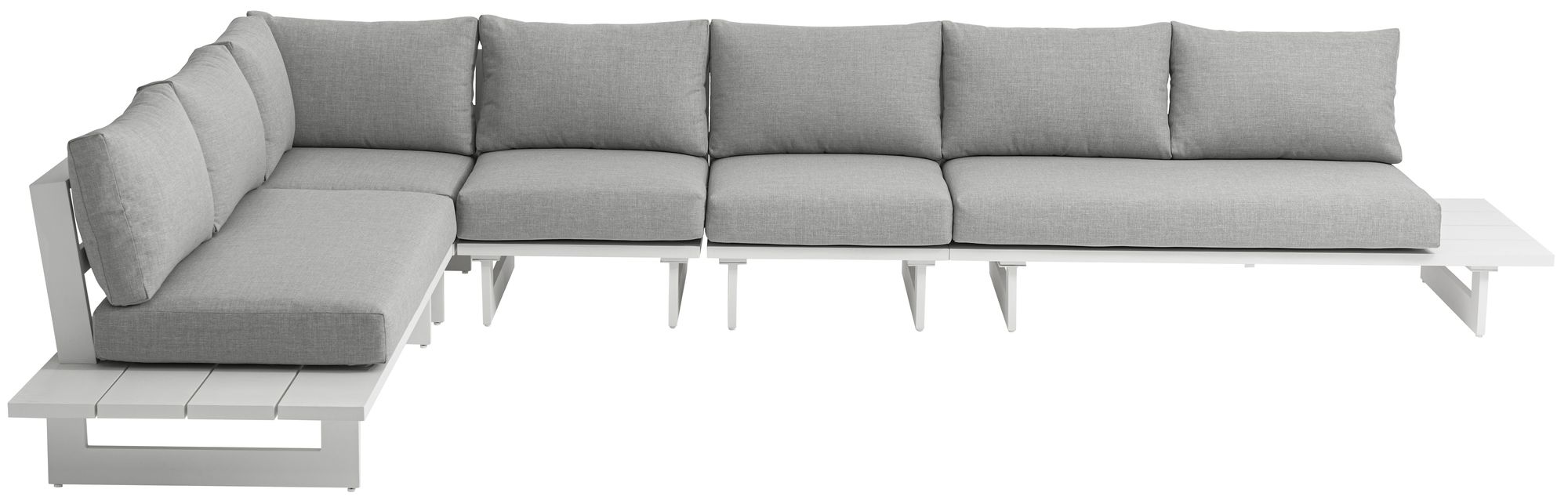 Maldives 102" x 157" 5-Piece Outdoor Patio Waterproof Fabric Modular Sectional with White Aluminum Frame