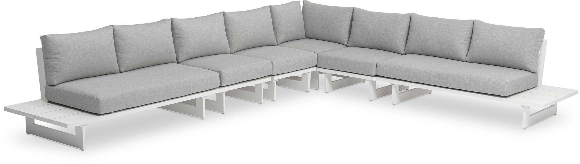 Maldives 157" x 129.5" 6-Piece Outdoor Patio Waterproof Fabric Modular Sectional with Aluminum Frame