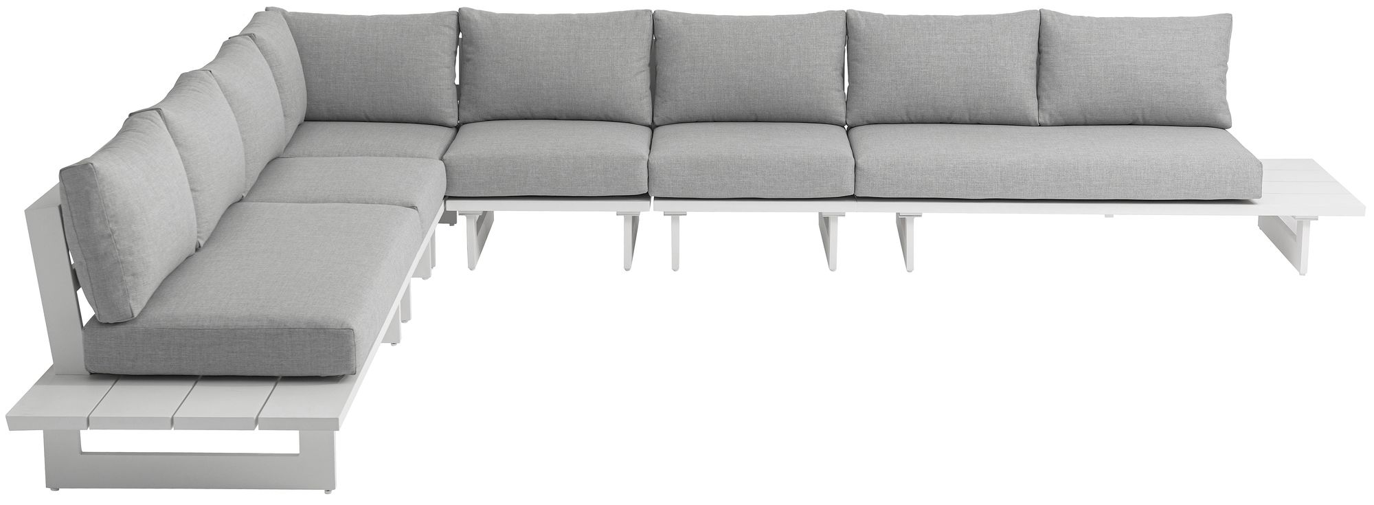 Maldives 129.5" x 157" 6-Piece Outdoor Patio Waterproof Fabric Modular Sectional with Aluminum Frame