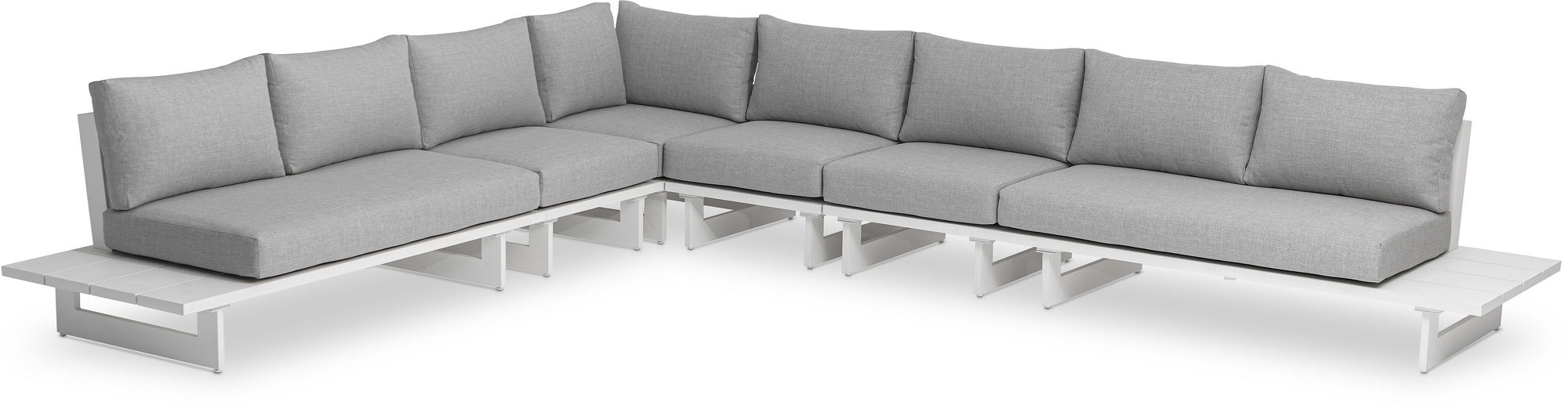 Maldives 129.5" x 157" 6-Piece Outdoor Patio Waterproof Fabric Modular Sectional with Aluminum Frame