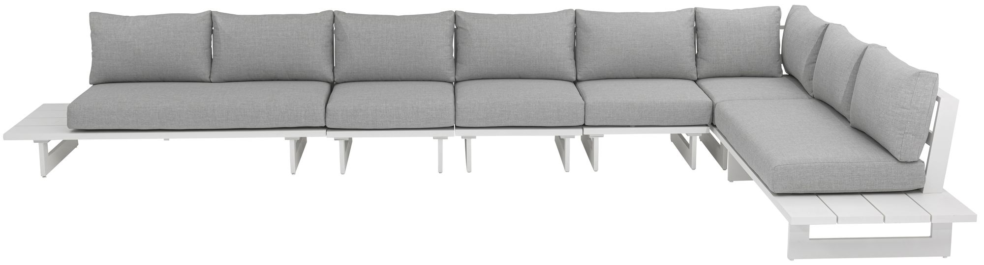Maldives 102" x 184.5" 6-Piece Outdoor Patio Waterproof Fabric Modular Sectional with Aluminum Frame