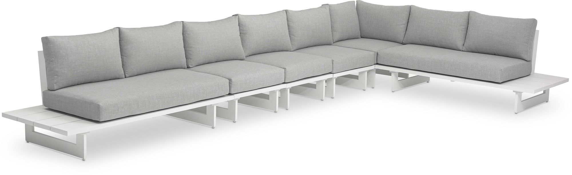 Maldives 102" x 184.5" 6-Piece Outdoor Patio Waterproof Fabric Modular Sectional with Aluminum Frame