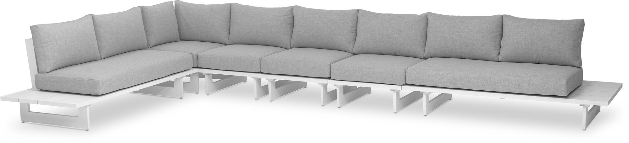 Maldives 184.5" x 102" 6-Piece Outdoor Patio Waterproof Fabric Modular Sectional with Aluminum Frame