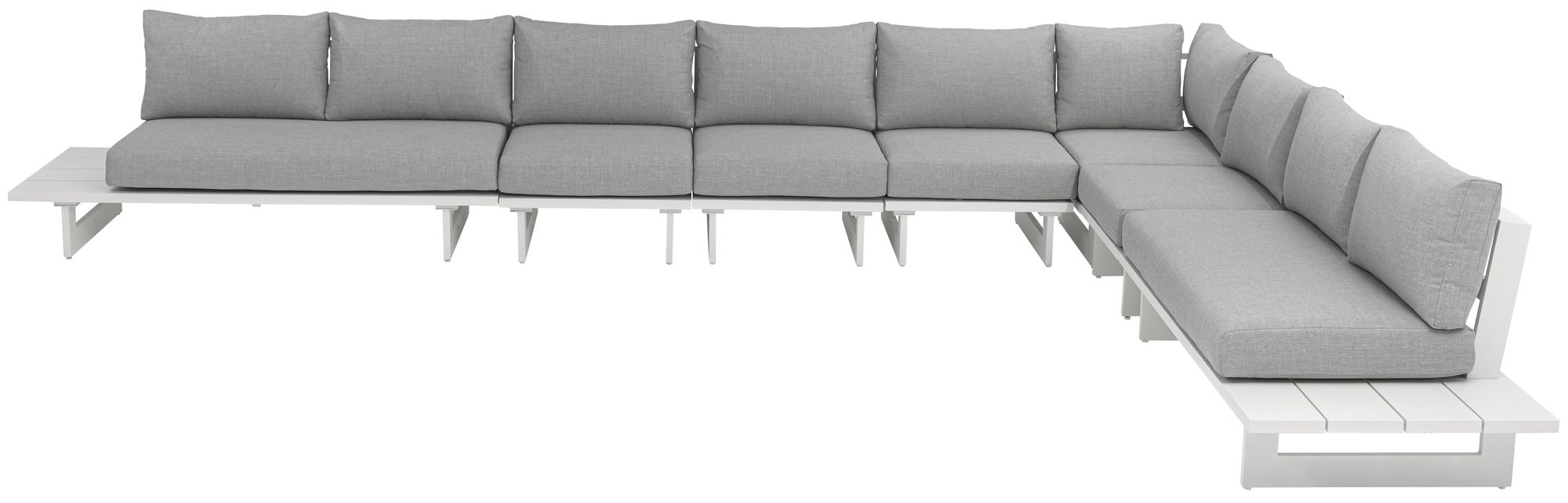Maldives 129.5" x 184.5" 7-Piece Outdoor Patio Waterproof Fabric Modular Sectional with Aluminum Frame