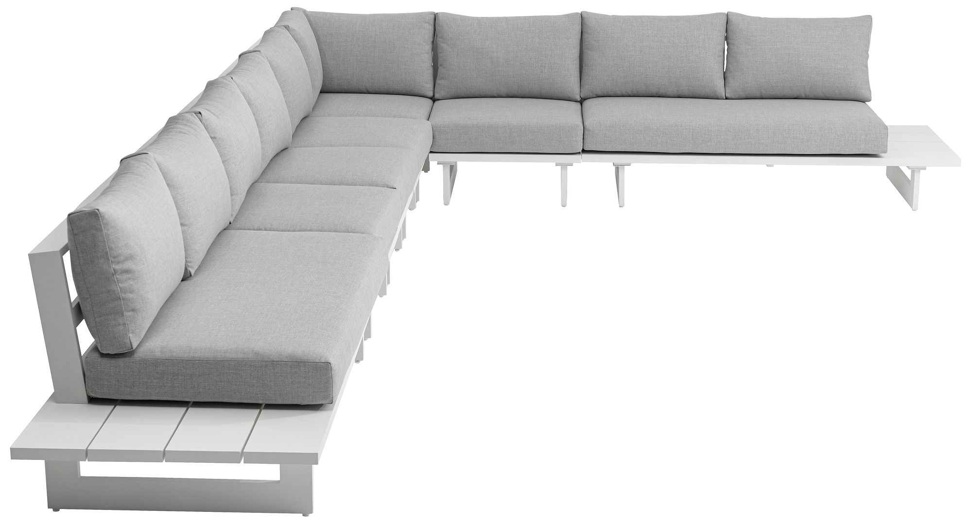 Maldives 129.5" x 184.5" 7-Piece Outdoor Patio Waterproof Fabric Modular Sectional with Aluminum Frame