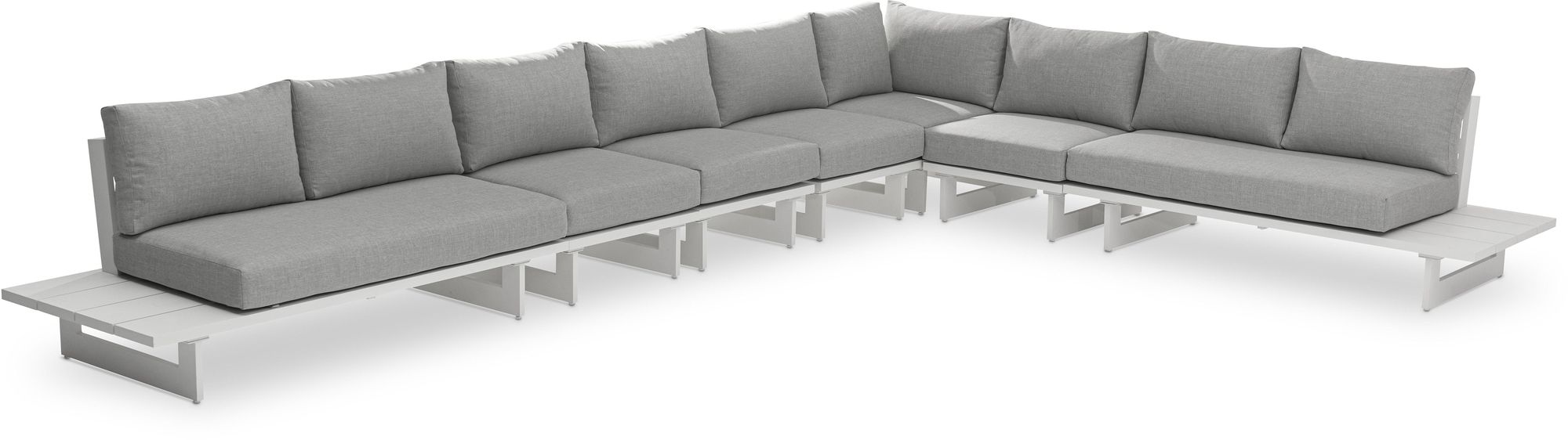Maldives 129.5" x 184.5" 7-Piece Outdoor Patio Waterproof Fabric Modular Sectional with Aluminum Frame