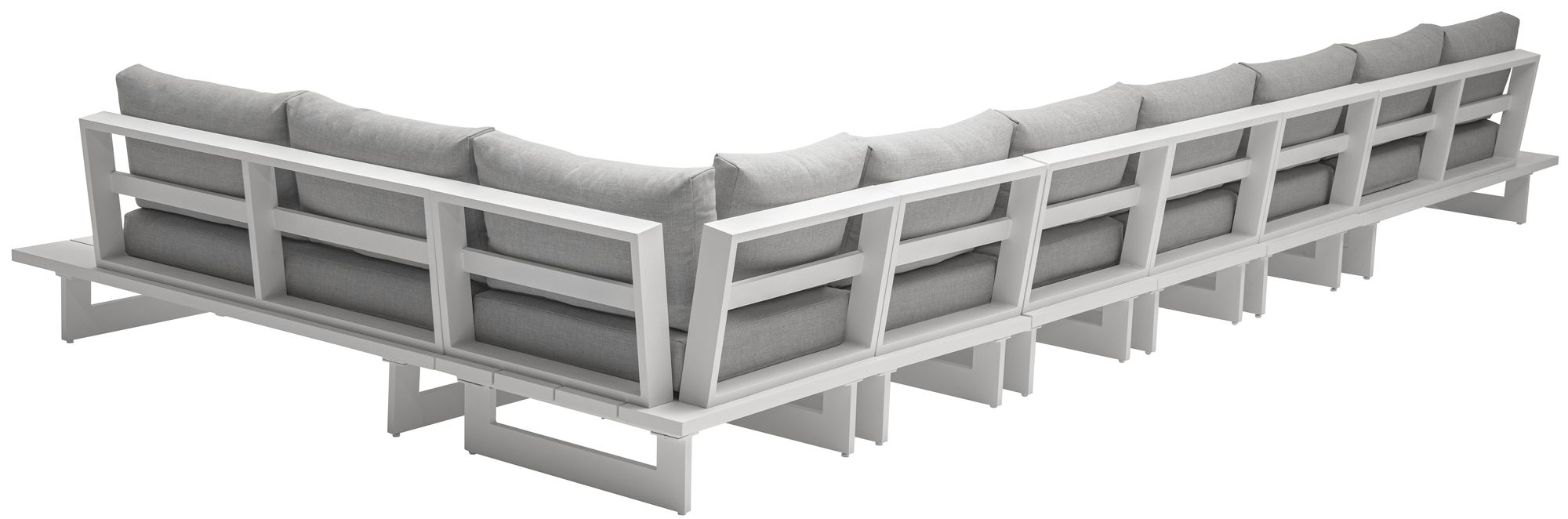 Maldives 212" x 102" 7-Piece Outdoor Patio Waterproof Fabric Modular Sectional with White Aluminum Frame, Composition 1