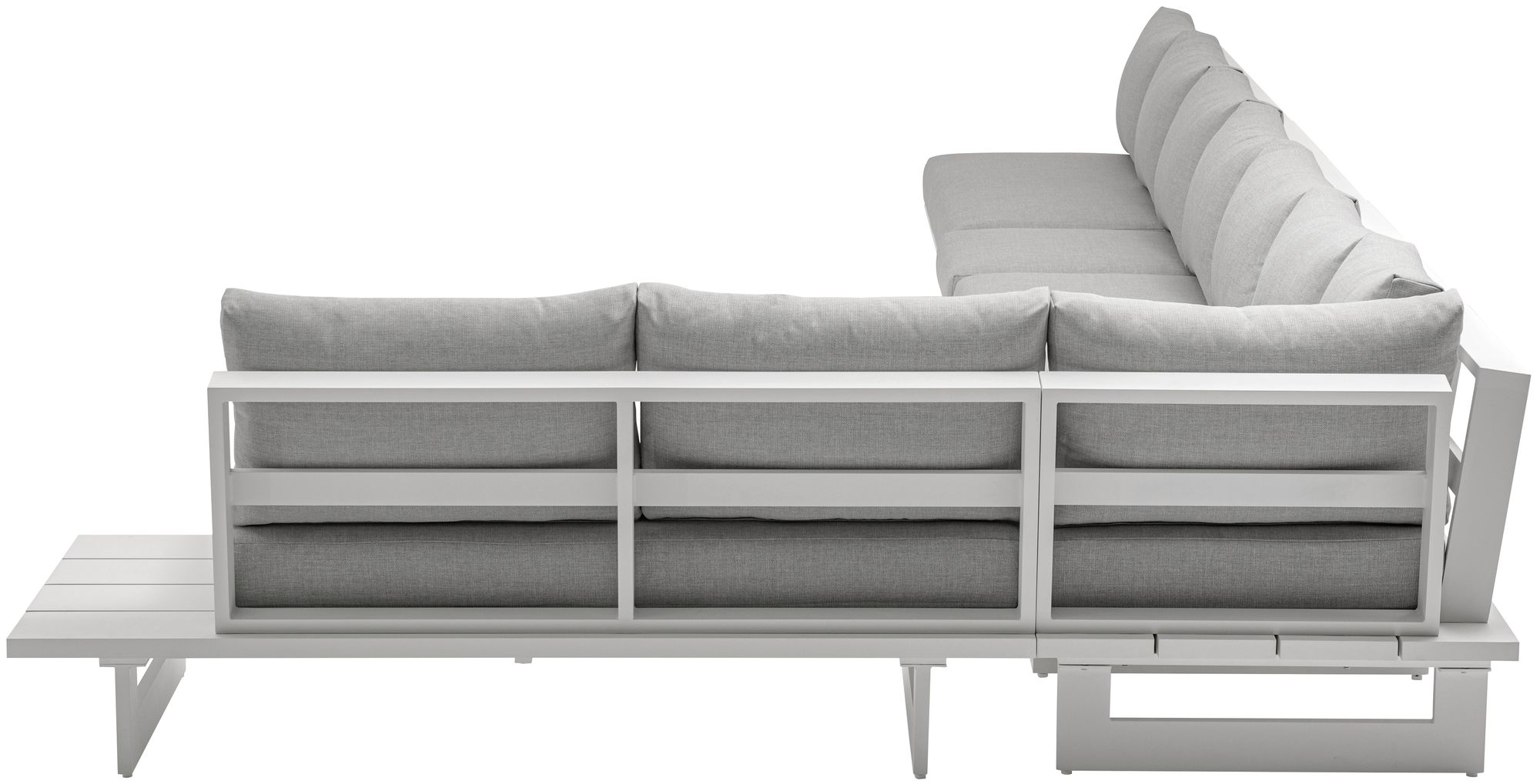 Maldives 212" x 102" 7-Piece Outdoor Patio Waterproof Fabric Modular Sectional with White Aluminum Frame, Composition 1
