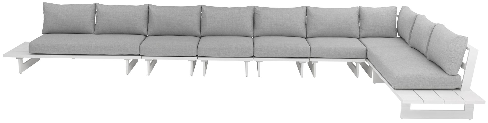 Maldives 212" x 102" 7-Piece Outdoor Patio Waterproof Fabric Modular Sectional with White Aluminum Frame, Composition 1