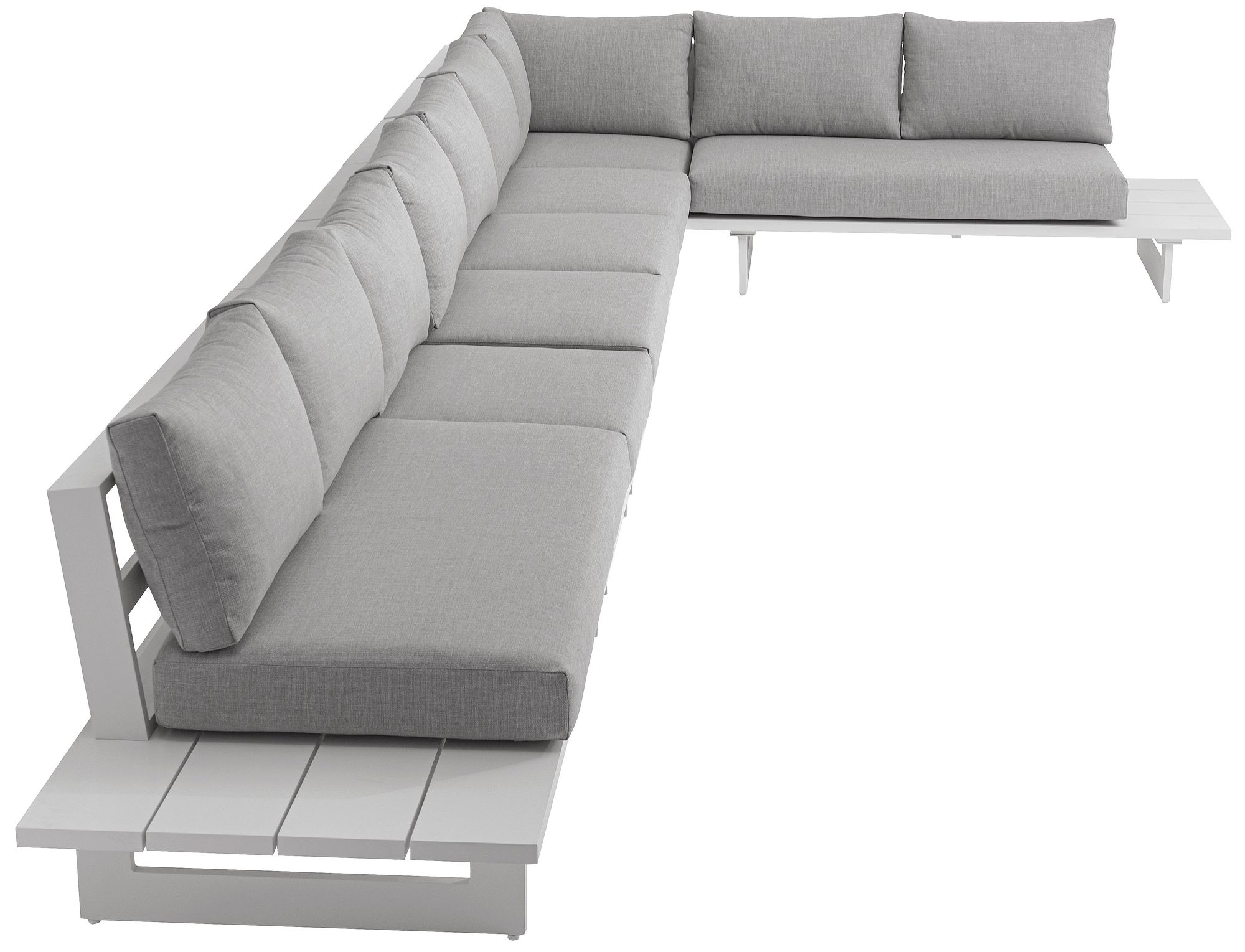 Maldives 212" x 102" 7-Piece Outdoor Patio Waterproof Fabric Modular Sectional with White Aluminum Frame, Composition 1