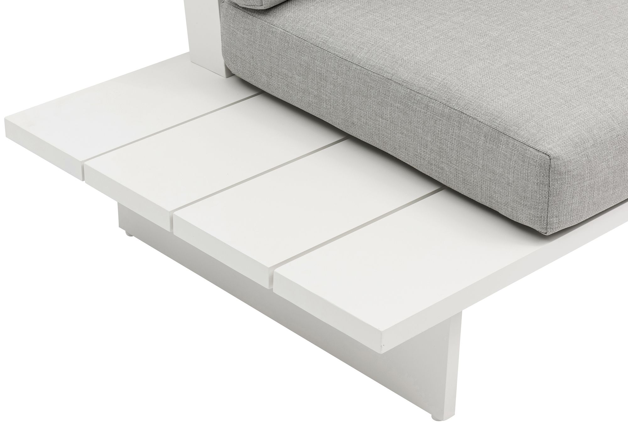 Maldives 212" x 102" 7-Piece Outdoor Patio Waterproof Fabric Modular Sectional with White Aluminum Frame, Composition 1