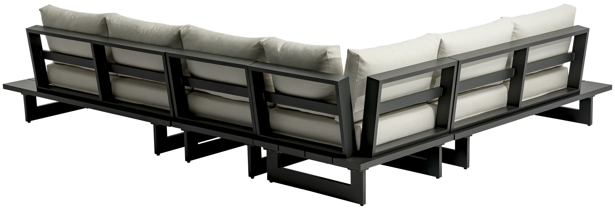 Maldives 129.5" x 102" 4-Piece Outdoor Patio Waterproof Fabric Modular Sectional with Aluminum Frame