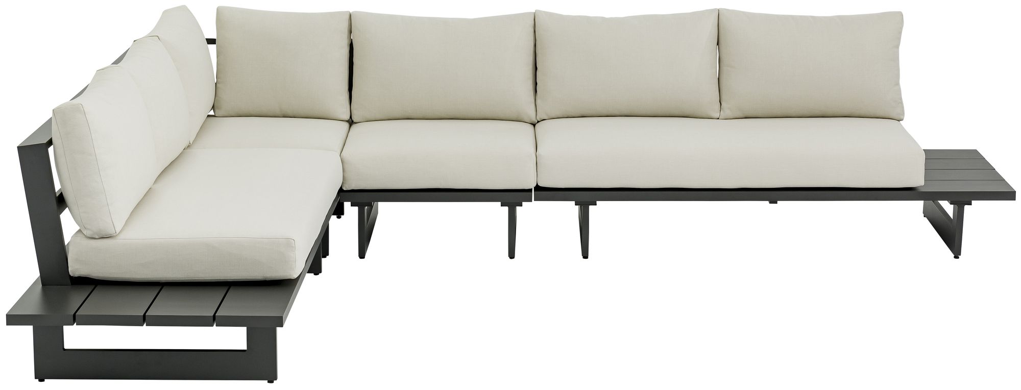 Maldives 129.5" x 102" 4-Piece Outdoor Patio Waterproof Fabric Modular Sectional with Aluminum Frame