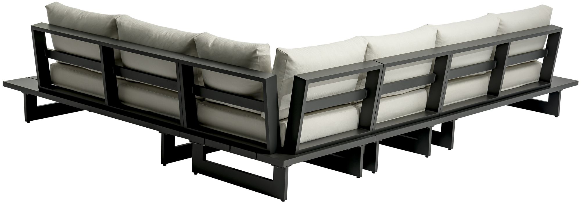 Maldives 102" x 129.5" 4-Piece Outdoor Patio Waterproof Fabric Modular Sectional with Aluminum Frame
